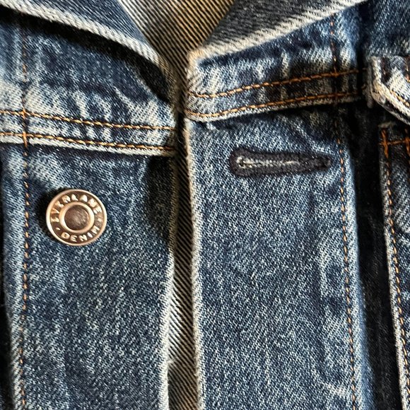 Everlane "Shrunken Denim Jacket" | Dark Indigo Cropped Jean Jacket | Size Small - Picture 7 of 12
